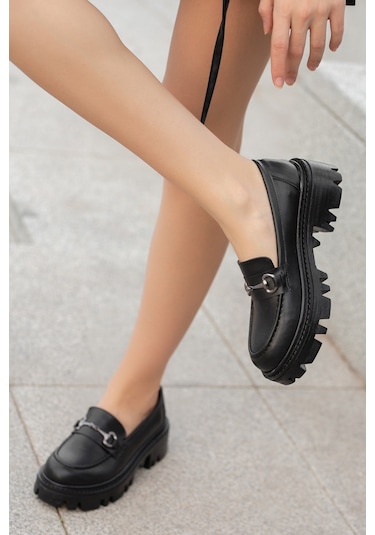 Daxtors Garantili D124 Kadın Kalın Taban Zincirli Loafer Günlük Ayakkabı 22sdaf100000008-130 001