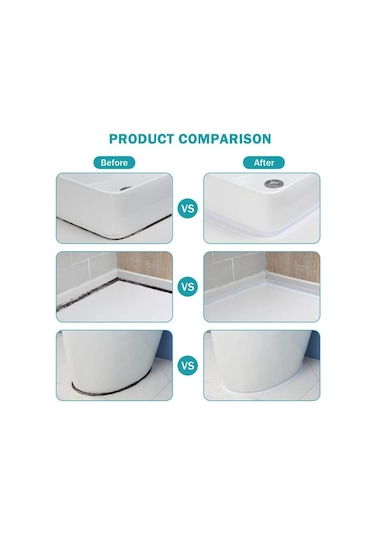 Beyaz 3.2m/6.4m Pvc Banyo Lavabosu Sızdırmazlık Şeridi Bant Kalafat Şerit Kendinde Yapışkanlı Su Geçirmez Kalıp Mastikler 56368796