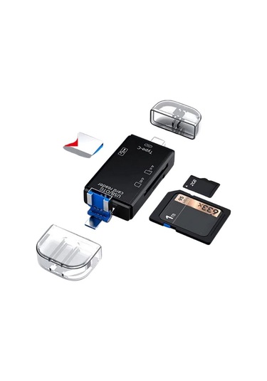 Usb 2.0 6 İn 1 Kart Okuyucu Ve Usb Çoklayıcı Type-c, Micro Usb, Sd/tf Kart Desteği Zr826