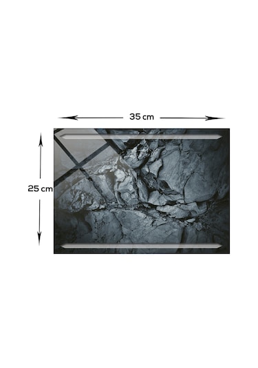 Kanallı Cam Kesme Tablası | Doğal Taş Desenli | 25cm x 35cm