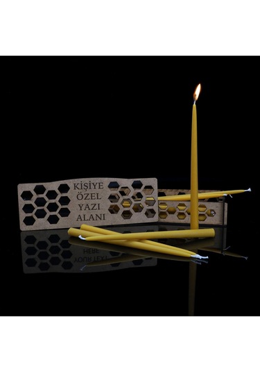 Özel Tasarım Ahşap Kutu İçinde El Yapımı Bal Mumu Seti