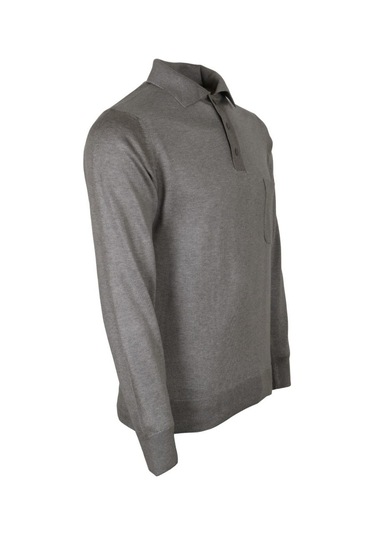 Erkek Açık Gri Kazak Polo Yaka Yünlü Klasik Normal Kesim Rar00816