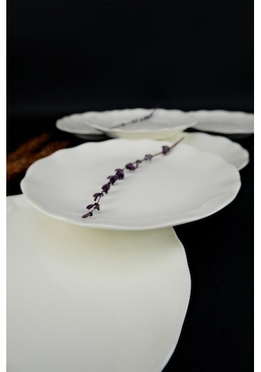 Digithome Kütahya Porselen Bergama 6 Lı Pasta Ve Sunum Tabağı Seti 19 Cm Krem - Ber19td142694 C320.105