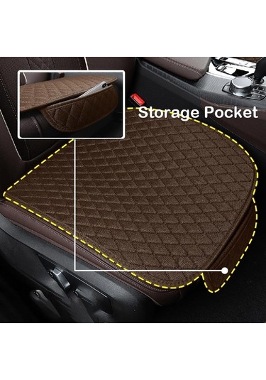 Novahub Kaymaz Dörtgen Keten Araba Koltuk Minderi, Renk: Siyah Arka Sıra Siyah Diğer