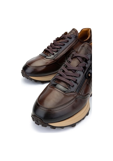 Tamer Tanca Erkek Hakiki Deri Kahverengi Sneakers & Spor Ayakkabı 383 5454 Erk Ayk Y23 Kahve/sılver Kahverengi - Gümüş