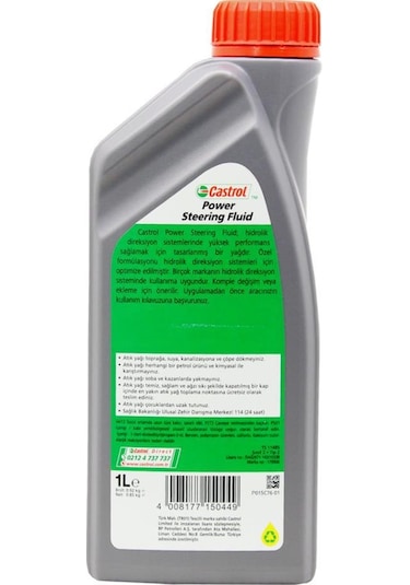 Castrol Power Steering Fluid Hidrolik Direksiyon Sistem Yağı 1 L
