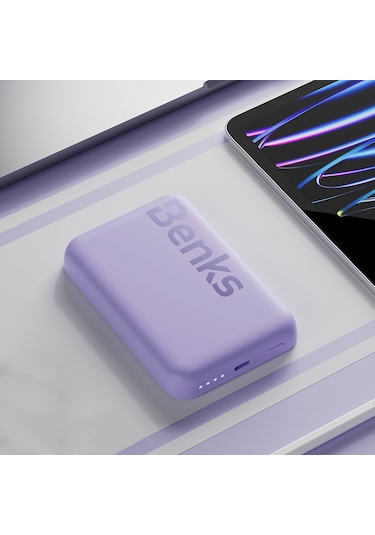 Benks Mp10 6000 mAh İnce Tasarımlı Magsafe Powerbank Mor