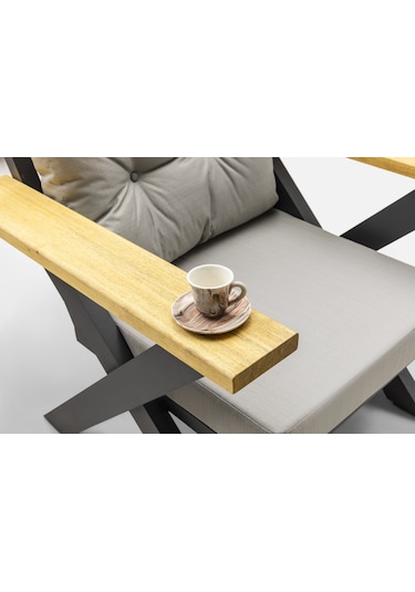 Ramada Bahçe ve Balkon Mobilyası Takımı (3+1+1+Masa+2 Puf) Gri