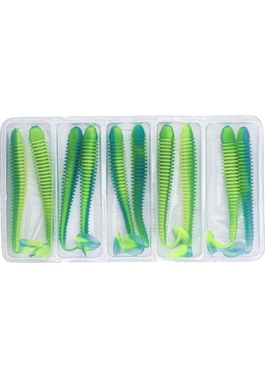 Silikon Kurt Yem - 4,2g 105mm - Turna/levrek Silikonu - 1 Adet - Mavi/yeşil - Karides Kokulu