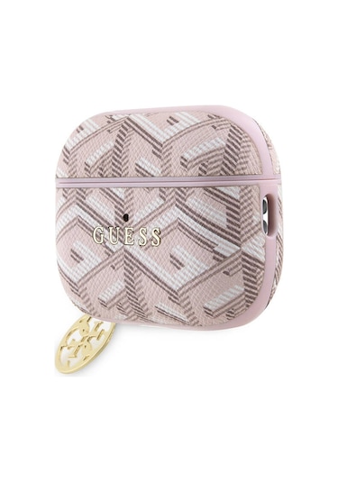 Airpods Pro 2 Uyumlu Kılıf Guess Lisanslı G Cube Desenli 4g Süs Zincirli Pembe
