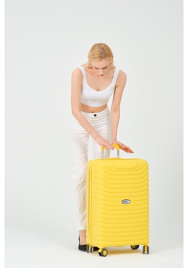 Keo-plus Sarı Orta Boy Silikon Kırılmaz Pp Valiz Siyah