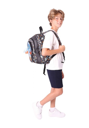 Kaukko Kids Üç Gözlü Erkek Çocuk Okul Sırt Çantası 3d Roket Detaylı - L5264 Siyah