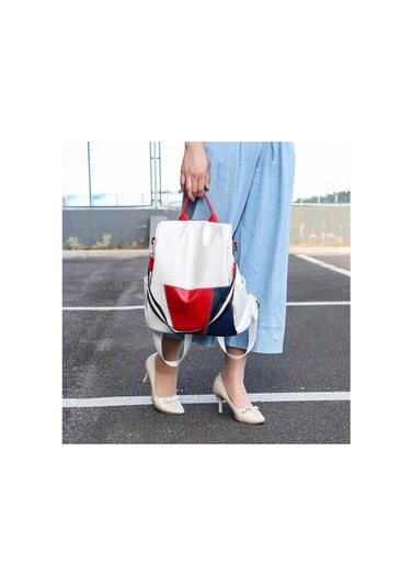 Beyaz Moda Sırt Çantası Kadın Sırt Çantası Eğlence Büyük Kapasiteli Seyahat Öğrenci Çantası Patchwork Renk Kadın Çantası Beyaz