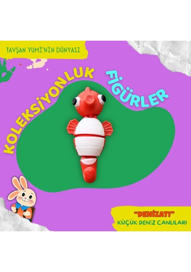 Tavşan Yumi Küçük Deniz Canlıları Koleksiyonu- 4 Parça 5-7 Cm Hareketli Oyuncaklar Ve Bilgilendirici Kartlar "