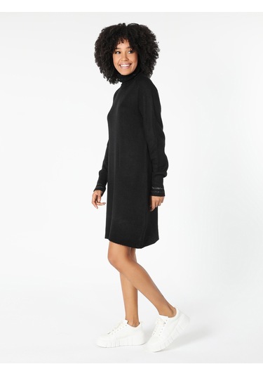 Colins Regular Fit Balıkçı Yaka Siyah Kadın Elbise Cl1061449 Q1 V 001