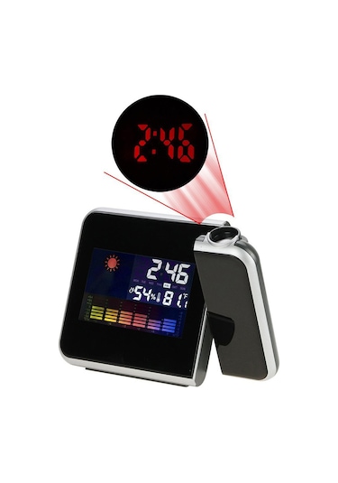 Youtek Lcd Renkli Ekranlı Hava Durumu Projeksiyon Saati - Zaman, Sicaklık, Nem Göstergeli Ve Uyandırıcı Fonksiyonlu Sessiz Saat Diğer
