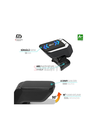 S-dizayn Opel Astra H Abs Vidalı Kol Dayama Kolçak Siyah 2004-200