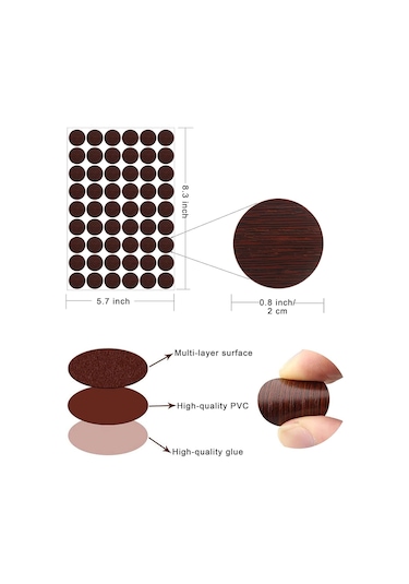 Dofolink 540 Adet Pvc Ahşap Desenli Vida Delik Sticker, 10 Renkli 10 Sayfa Yapıştırıcı Kapak, Dolap, Kitaplık, Bilgisayar İçin Su Geçirmez, Dayanıklı