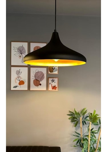 Mylights Tek Fiyatıdır Metal Siyah Sarkıt Avize Modern Spor Avize 35cm Sarı - Turuncu