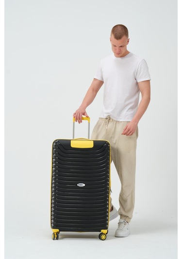 Keo-plus Siyah-sarı Büyük Boy Silikon Kırılmaz Pp Valiz Siyah - Sarı