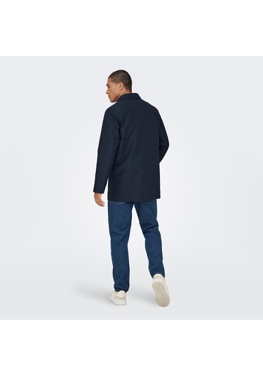 Only&sons Hall Coat Erkek Lacivert Klasik Yaka Kaban Lacivert
