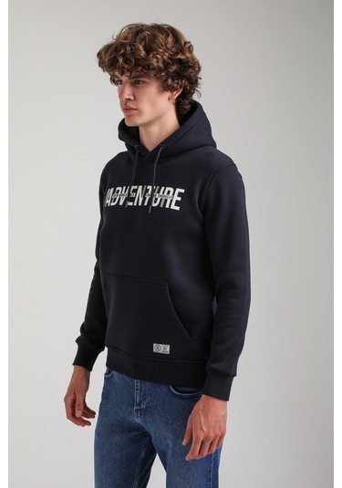 Kapüşonlu Lacivert Slim Fit Hoodie 23fwm64047 Lacivert