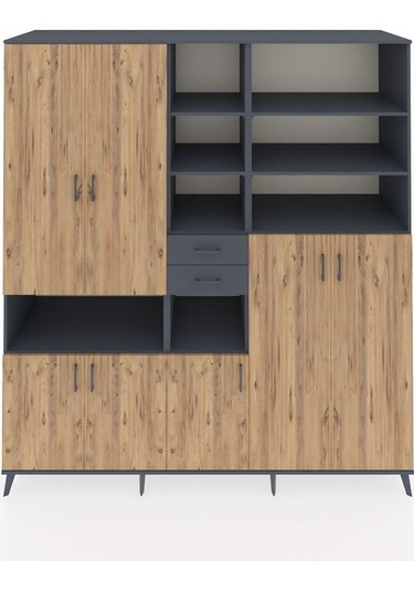 Kronos Dolap 17 Raflı 2 Çekmeceli 7 Kapaklı 220x59x243 Antrasit-çam/antrasit Atlas Çam/antrasıt Kronos Dolap 17 Raflı 2 Çekmeceli 7 Kapaklı 220x59x243 Antrasit-çam/antrasit Atlas Çam/antrasıt
