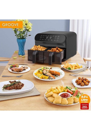 Groove MAX PLUS XXL 1800W 4 LT + 4 LT 8 LT Çift Hazneli Smart Airfryer