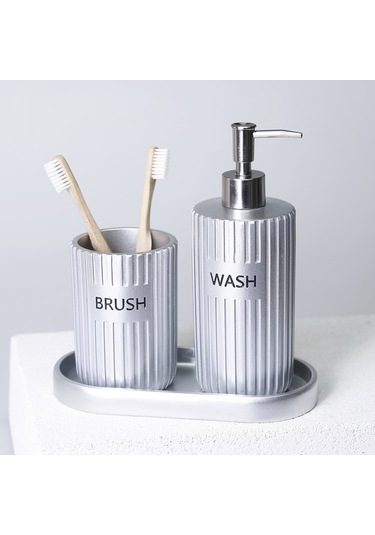 Grooved Banyo Seti   Gümüş