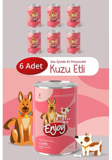 Enjoy Kuzu Etli Köpek Konservesi Sos İçinde Et Parçacıklı 400 Gr X6