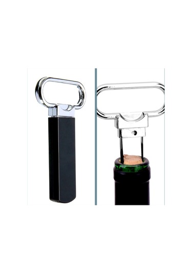 Omeniv Minimal Tasarım Şişe Şarap Açacağı Türbuşon Pratik Siyah