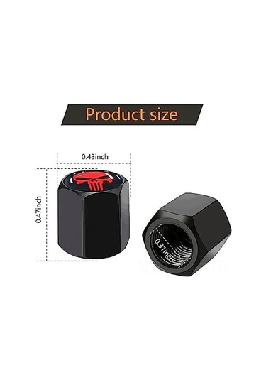 Moveevo Oto Lastik Valf Kapağı 4'lü Set - Hırsızlık Ve Toz Koruma - Siyah Renkli Dikizli Kapaklar