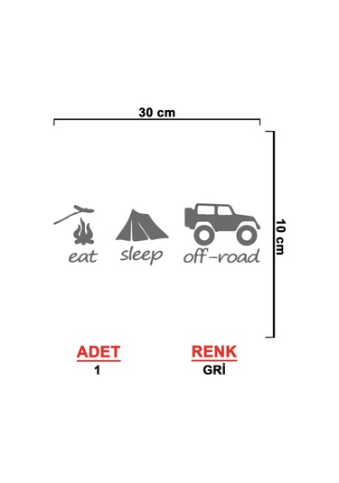 Eat Sleep Offroad Sticker - 4x4 Sticker - 30cmx10cm - Gri