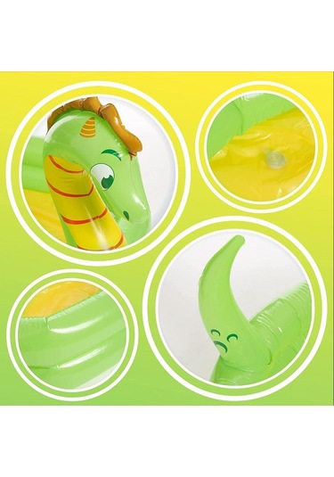 Yeşil Hayvan Figürlü Şişme Çocuk Havuzu, Bebek Yüzme Havusu, Yuvarlak Oyun Havuzu Yumuşak Tabanlı Yeşil