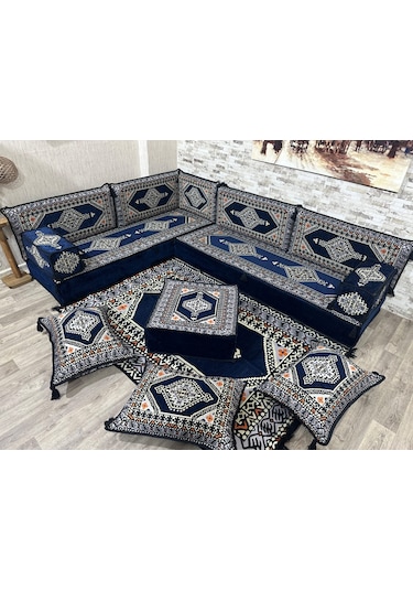 Coton Şark Köşesi Saraylı Desen Minder Takımı Konsept 14 Parça