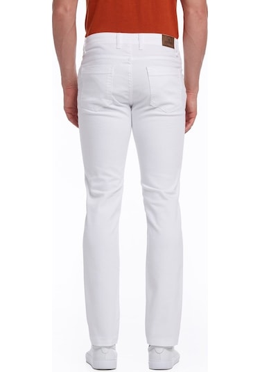 Hatemoğlu Beyaz Regular Fit Yüksek Bel Düz Paça Basic Kot Pantol Beyaz