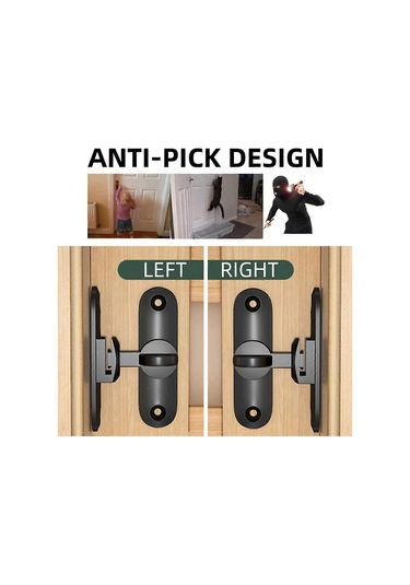 90/180 Derece Açılı Çevirmeli Ve Sürgülü Ahır Kapısı Kilidi. Ağır Hizmet Tipi Çinko Alaşımlı Hırsızlık Önleyici Cıvata. Siyah