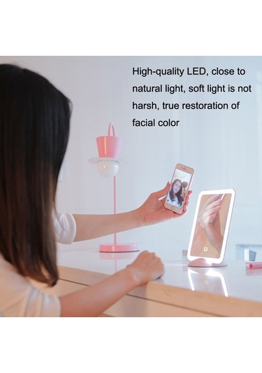 Sones Flydee Fd008-1 Taşınabilir Led Makyaj Aynası Braketli Duvara Asılı Dikey Çift Amaçlı Makyaj Aynası Pembe