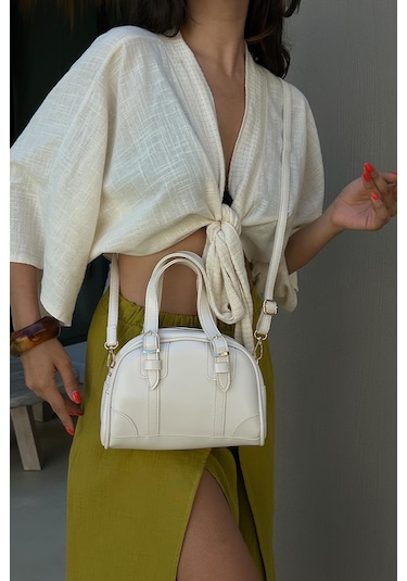 Shule Bags Peggy Oval Çapraz Çanta Krem Krem