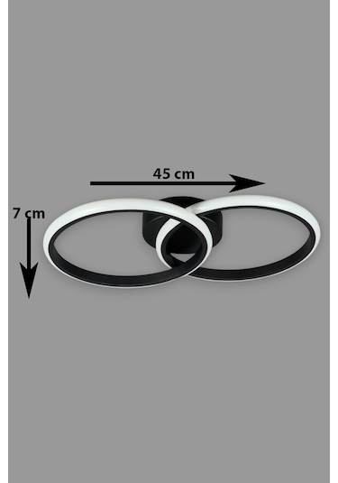 Jolly Siyah Renk Salon - Mutfak - Hol Beyaz Led 2 Li Avize Siyah