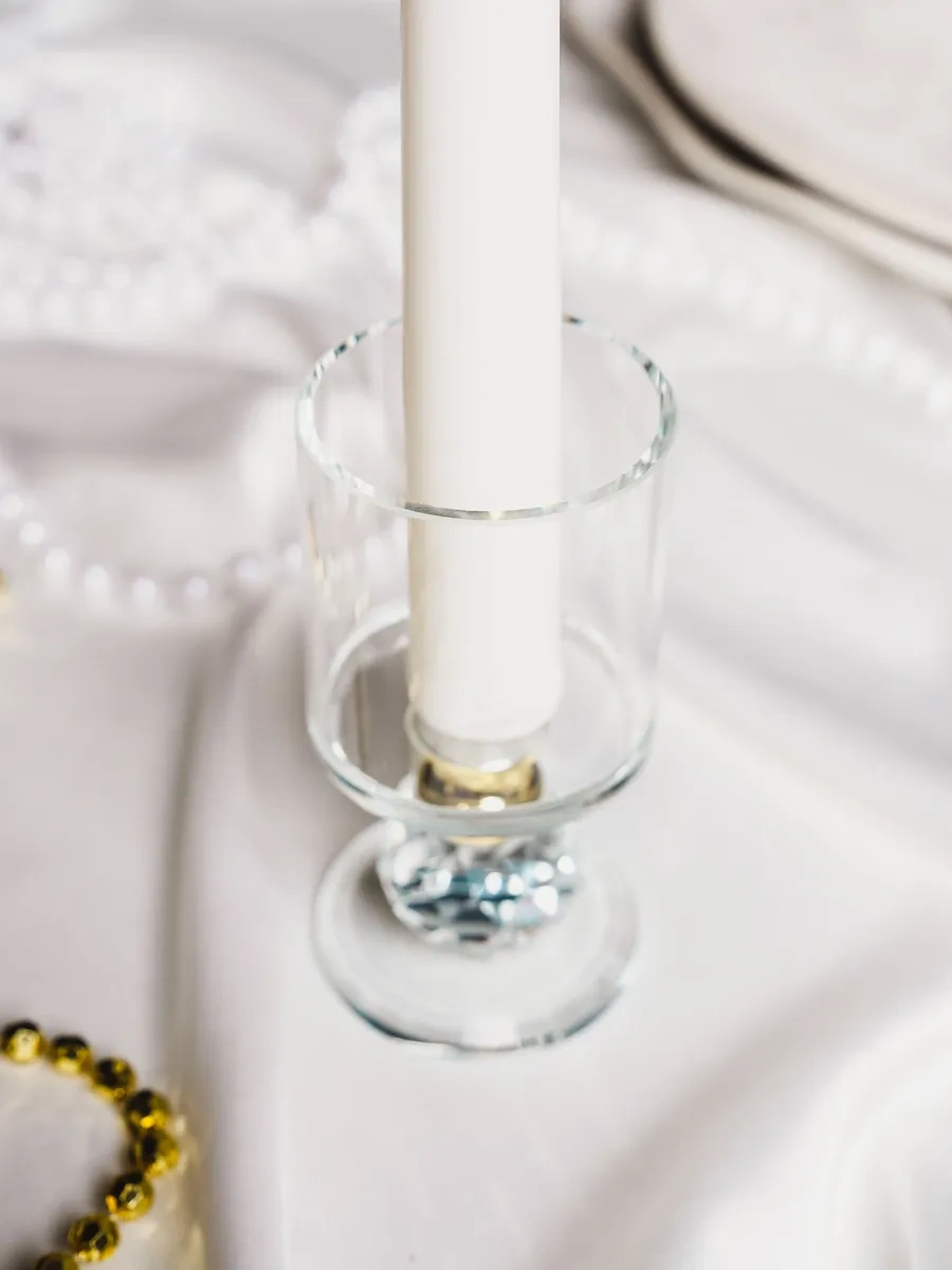 Simalend Mumlar İçin Cam Şamdan 17504418 Beyaz