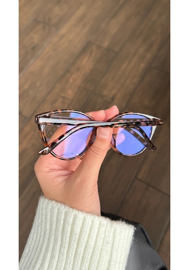 Habeq Cat Eye Leopar Desenli Blue Block Gözlük Çok Renkli