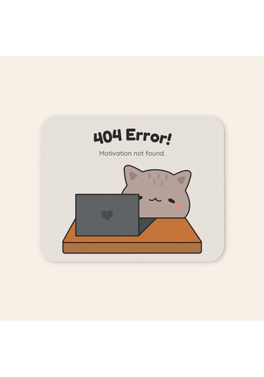 Tabloe 404 Error Eğlenceli Tasarımlı Mouse Pad - 23x19 Cm 4mm Kalınlık - Kaydırmaz Tabanlı Kaliteli Mousepad Kahverengi+açık Gri