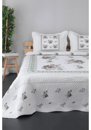 Örtüm Flower Çift Kişilik Kapitone Yatak Örtüsü - Lila