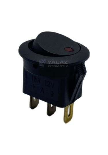 12v Tuşlu Anahtar Yuvarlak Ledli Kırmızı 3 Fiş 20 Mm