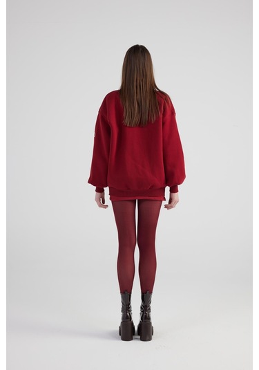 Holly Lolly Oversize Çıkarılabilir Gül Detaylı Astarlı Alexa Bomber Ceket Bordo