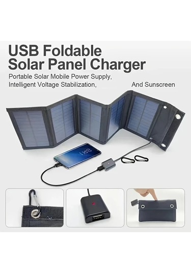 Xuweiwei Monokristal Silikon Katlanabilir 45w 6lı 1 Arada Tasinabilir Solar Panel Kamp Usb Sarj Laptop İphone Telefon Fan El Feneri