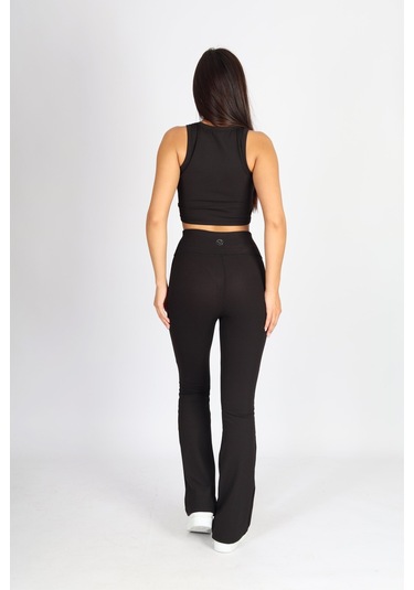 Soft&Basic Kadın 2'li Kaşkorse Raporlu Toparlayıcı İspanyol Paça Tayt Pantalon Siyah-kahverengi