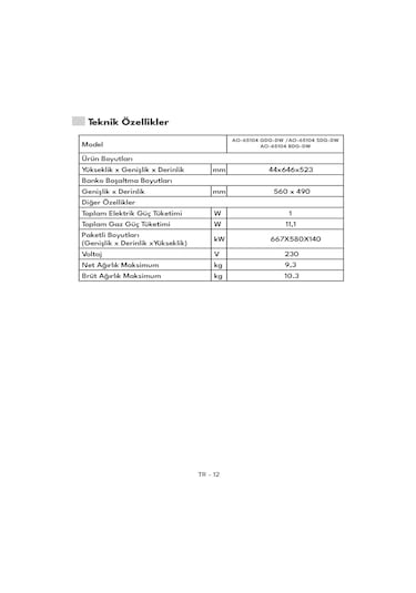 Vestel AO-65104 SDG-DW Ankastre Ocak