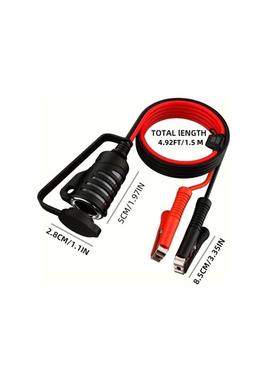 Xuweiwei 16.4ft Tr-29a Tiger Clip Flat Line 16awg Araç Akü Adaptörü Krokodil Klips Ve Aux Bağlantı İle 12v Soket Bakır Kablo Universal Şarj Kablosu